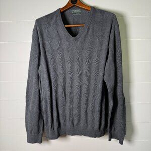 Lyle & Scott Scotland Dk Charcoal Argyle V-Neck Sweater Sz XL 100% Combed Cotton